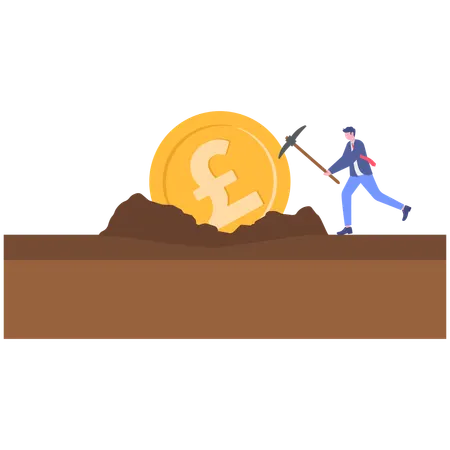 Empresário fazendo mineração de libras  Ilustração