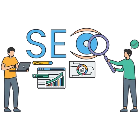 Empresário fazendo monitoramento de SEO  Ilustração