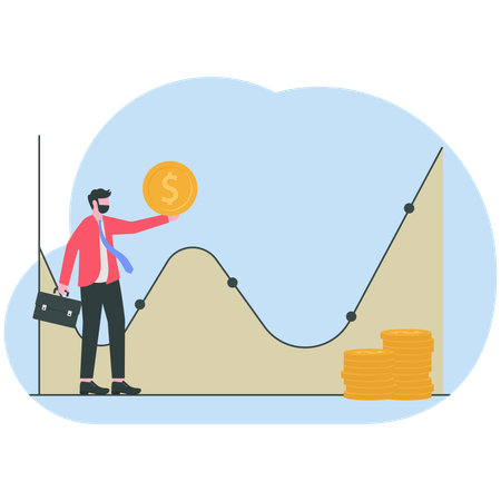 Empresário fazendo negociação no mercado de ações  Ilustração