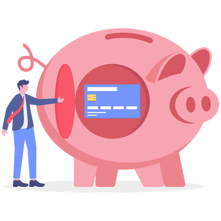 Empresário fazendo negócios economizando  Ilustração