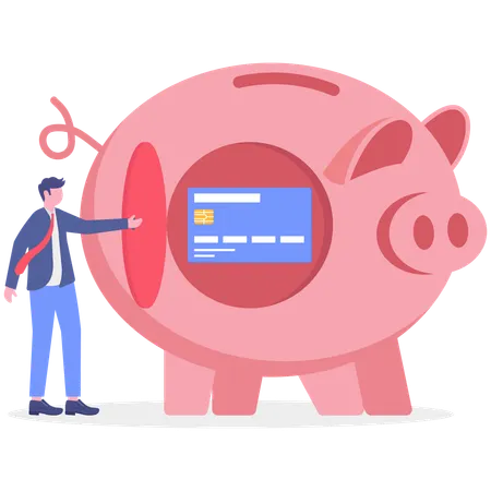 Empresário fazendo negócios economizando  Ilustração