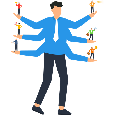 Empresário fazendo negócios multitarefa  Ilustração