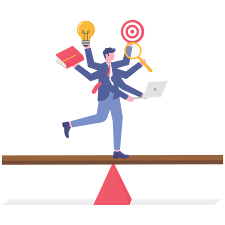 Empresário fazendo negócios multitarefa  Ilustração