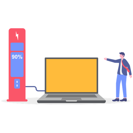 Empresário fazendo negócios online  Ilustração