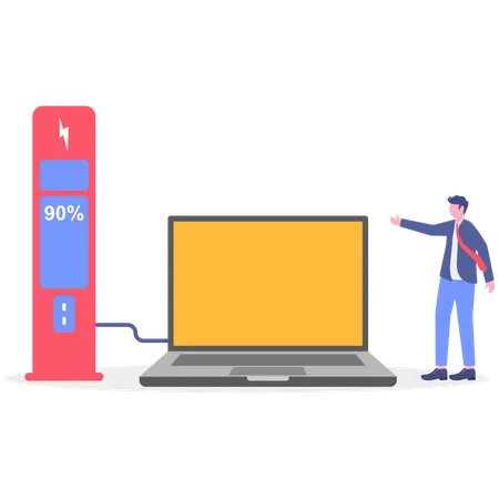 Empresário fazendo negócios online  Ilustração