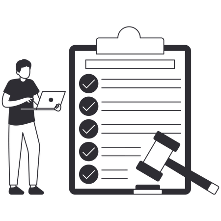 Empresário fazendo regras de negócios  Ilustração