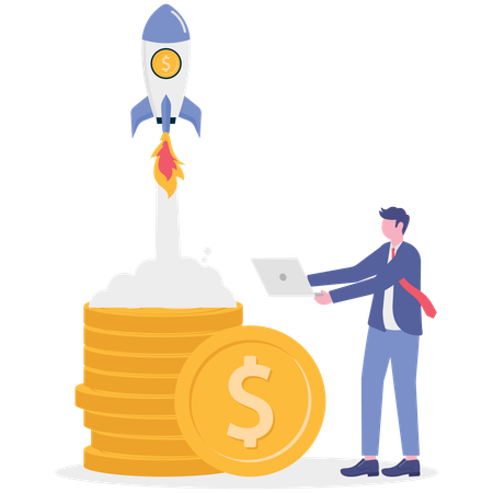 Empresário fazendo uma nova startup  Ilustração