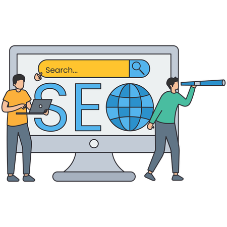 Empresário fazendo otimização de SEO  Ilustração