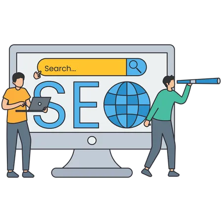 Empresário fazendo otimização de SEO  Ilustração