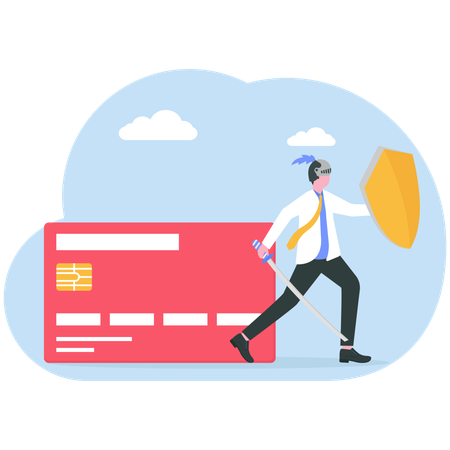 Empresário fazendo pagamento seguro  Ilustração