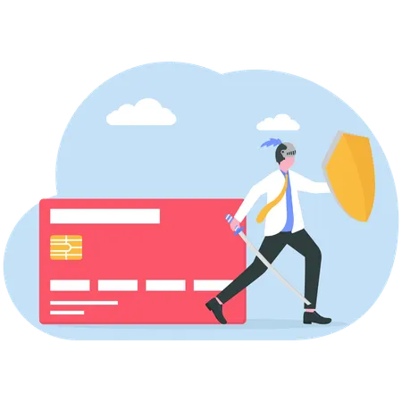 Empresário fazendo pagamento seguro  Ilustração