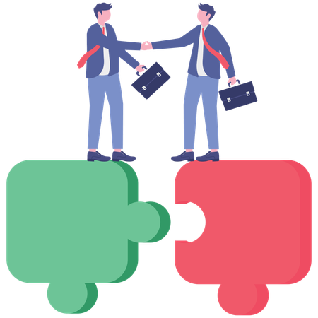 Empresário fazendo parceria de negócios  Ilustração