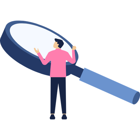 Empresário fazendo pesquisa com uma lupa  Ilustração