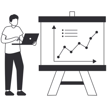 Empresário fazendo pesquisa de mercado  Ilustração