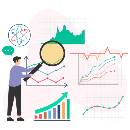 Empresário fazendo pesquisa de mercado  Ilustração