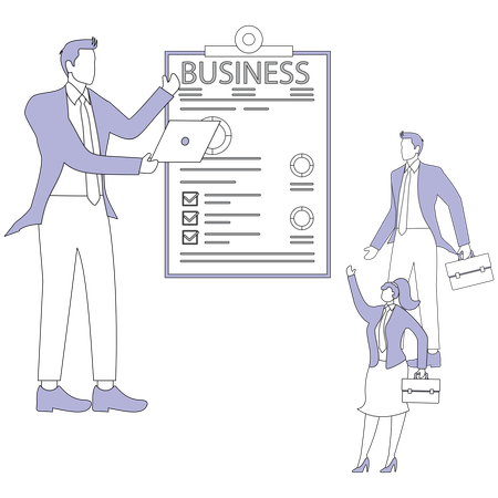 Empresário fazendo planejamento de negócios  Ilustração