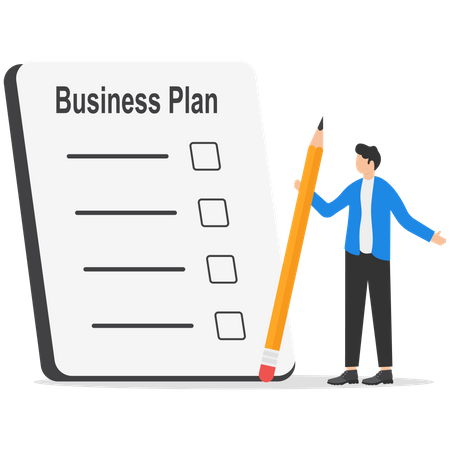 Empresário fazendo plano de negócios  Ilustração