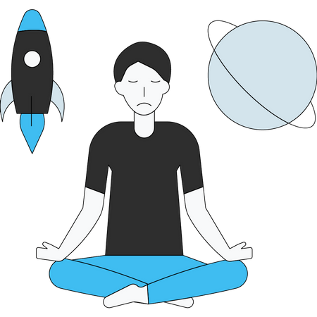 Empresário fazendo meditação em pose de lótus  Ilustração