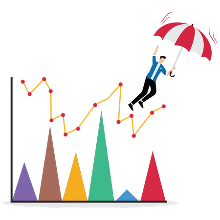 Empresário fazendo pouso seguro  Ilustração