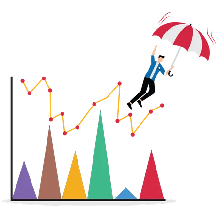 Empresário fazendo pouso seguro  Ilustração