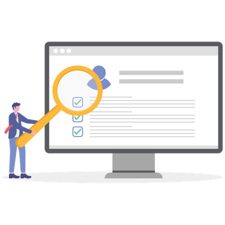 Empresário fazendo recrutamento online  Ilustração