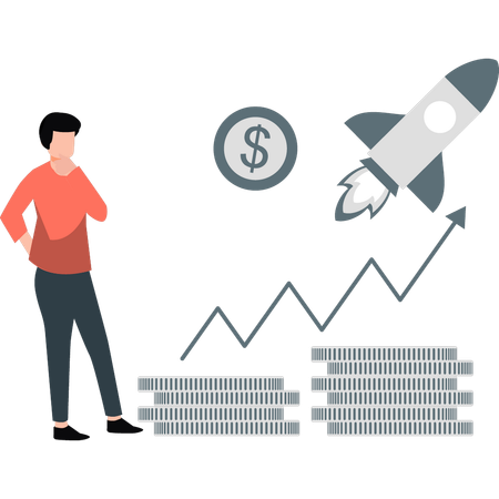 Empresário fazendo inicialização financeira  Ilustração