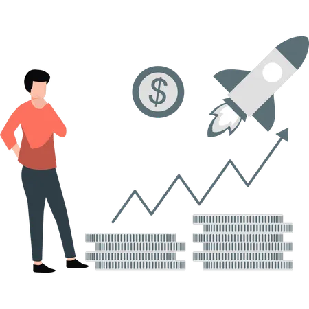 Empresário fazendo inicialização financeira  Ilustração