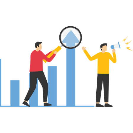 Empresário fazendo trabalho de pesquisa de mercado  Ilustração