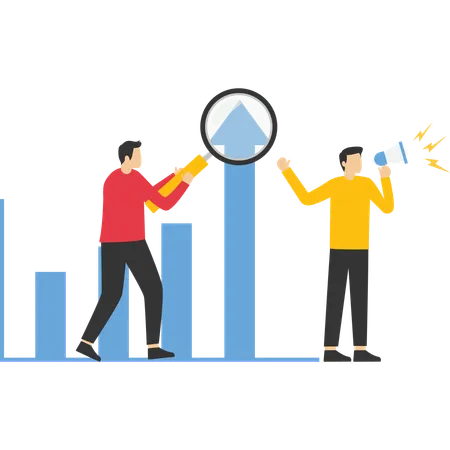 Empresário fazendo trabalho de pesquisa de mercado  Ilustração