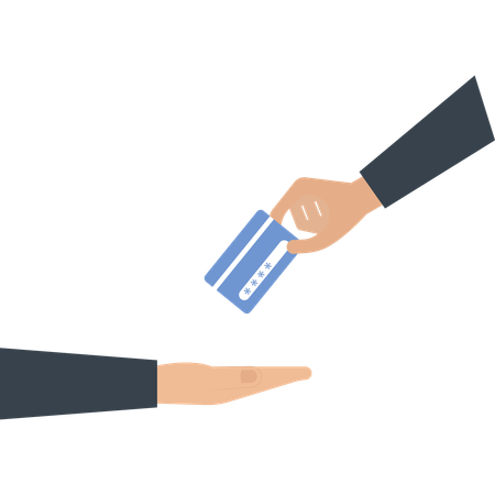 Empresário fazendo transação com cartão de crédito  Ilustração