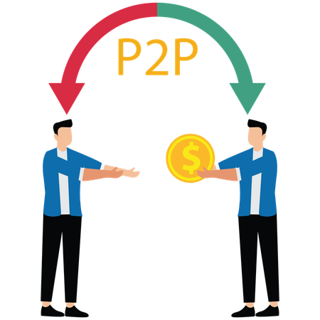 Empresário fazendo transferência p2p  Ilustração