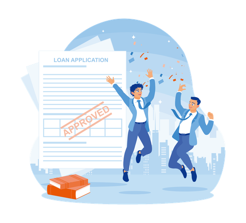 Empresário feliz após obter aprovação de empréstimo  Illustration