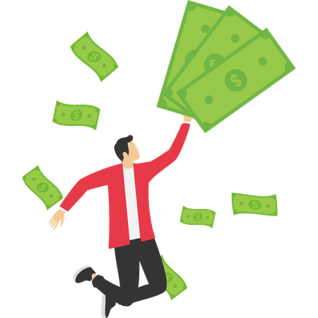 Empresário feliz recebendo lucro comercial  Ilustração