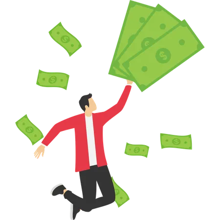 Empresário feliz recebendo lucro comercial  Ilustração