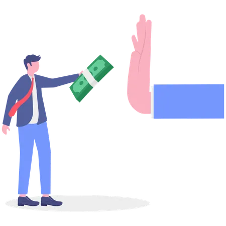Empresario deteniendo la corrupción empresarial  Ilustración