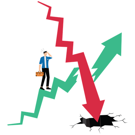 Empresario frente a la deflación económica  Ilustración