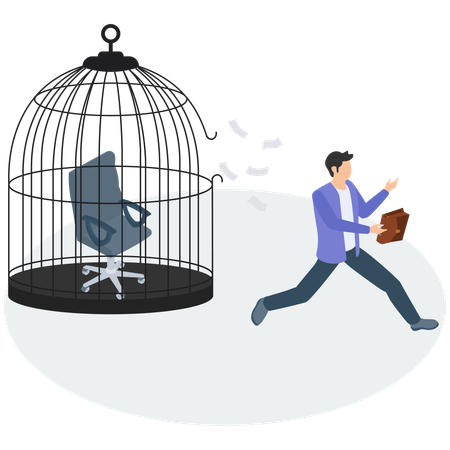 Empresário Fuga do trabalho  Ilustração
