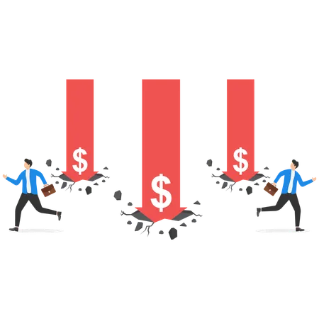 Empresário correndo devido à crise  Ilustração