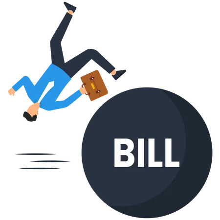 Empresário fugindo do enorme pêndulo de Bill  Ilustração
