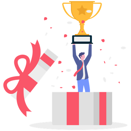 Empresario ganando premio  Ilustración