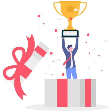 Empresario ganando premio  Ilustración