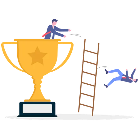 Empresario ganando el trofeo de la Copa  Ilustración