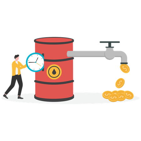 Empresário ganha dinheiro com petróleo  Ilustração