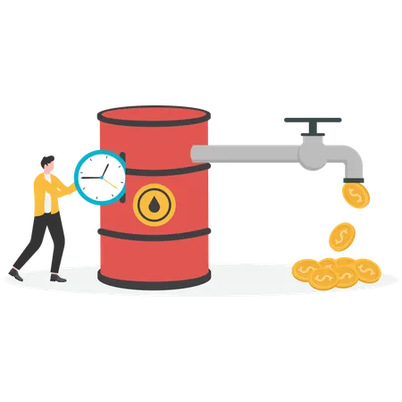 Empresário ganha dinheiro com petróleo  Ilustração