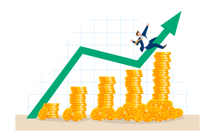 Empresário ganhando juros compostos sobre investimento  Ilustração