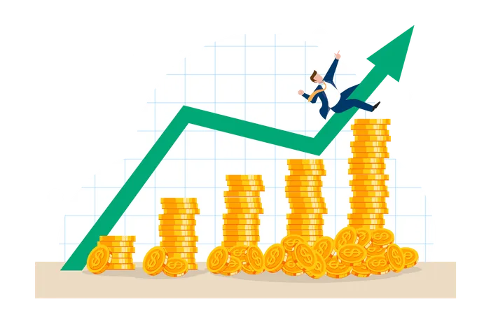 Empresário ganhando juros compostos sobre investimento  Ilustração