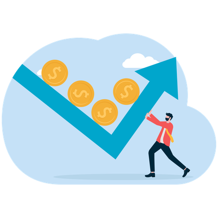 Empresário alcançando metas financeiras  Ilustração