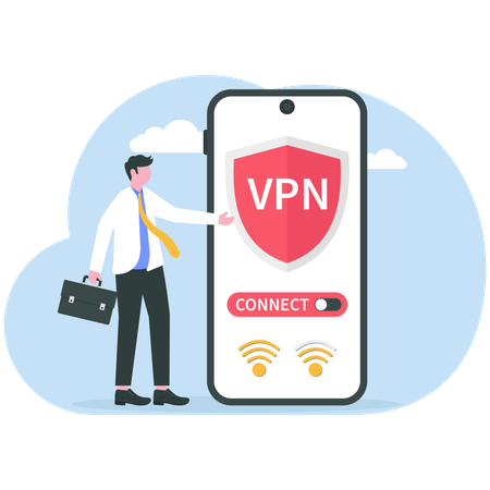 El empresario garantiza la seguridad de la VPN  Illustration