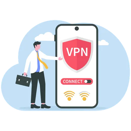 El empresario garantiza la seguridad de la VPN  Illustration