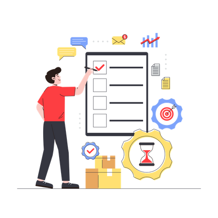 Empresário gerenciando tarefa  Ilustração